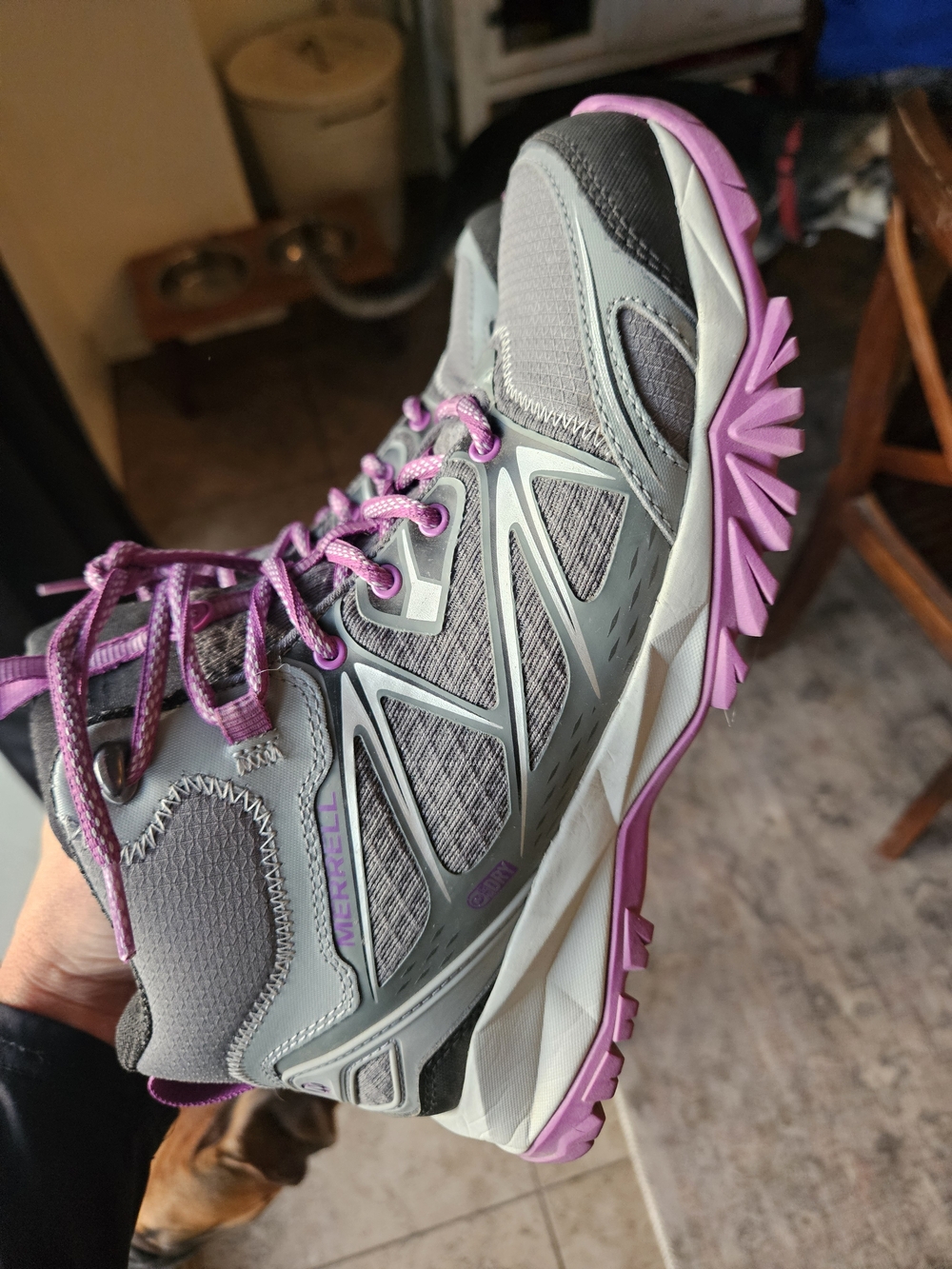 Merrell Women's Gray and Purple Lace-Up Trail Boot